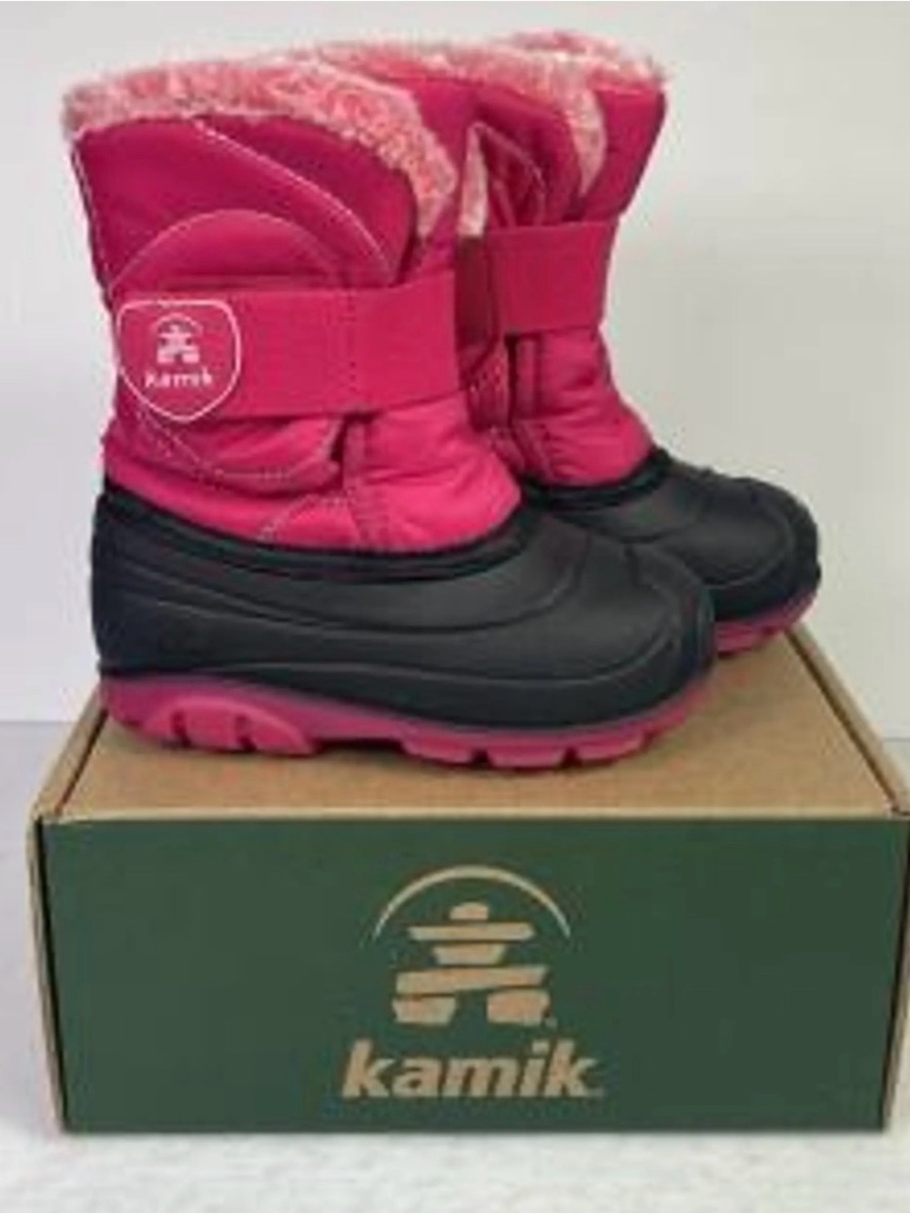 Kamik Pink and Black Kids' Waterproof Snow Boots